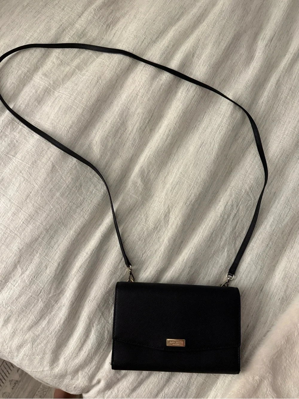 kate spade Black Crossbody Bag with Gold Plaque